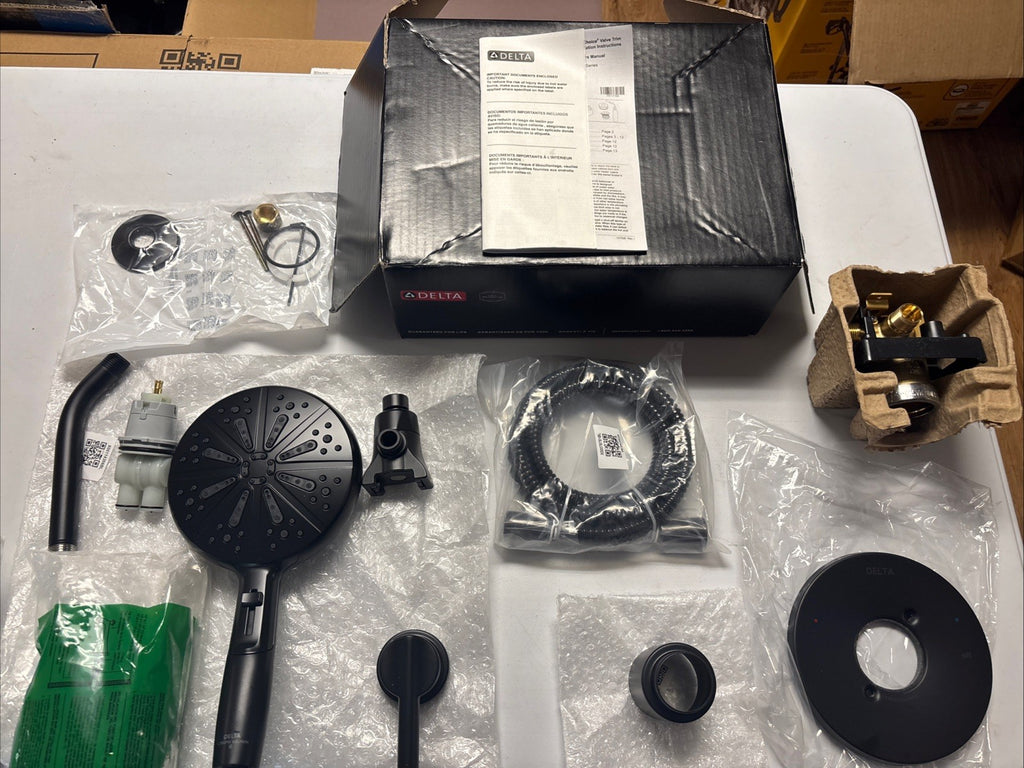 Delta 144749-BL-HS Pressure Balanced Tub & Shower w/ Valve Black Magnetic Handle