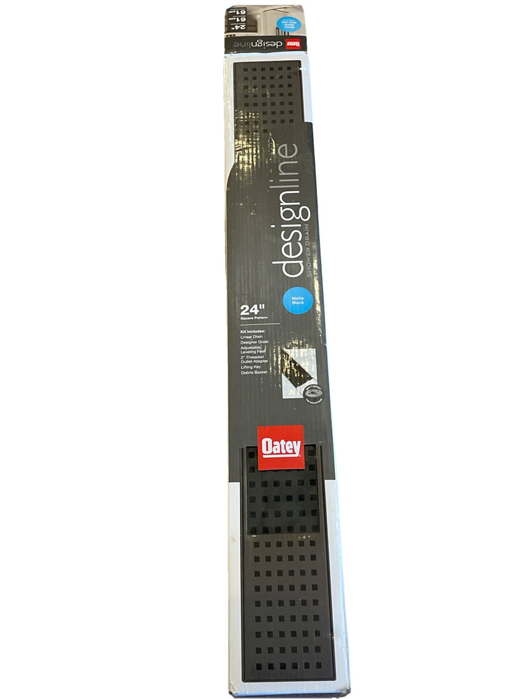 Oatey Designline 24 inch 24” SS Linear Shower Drain Square Grate - Matte Black