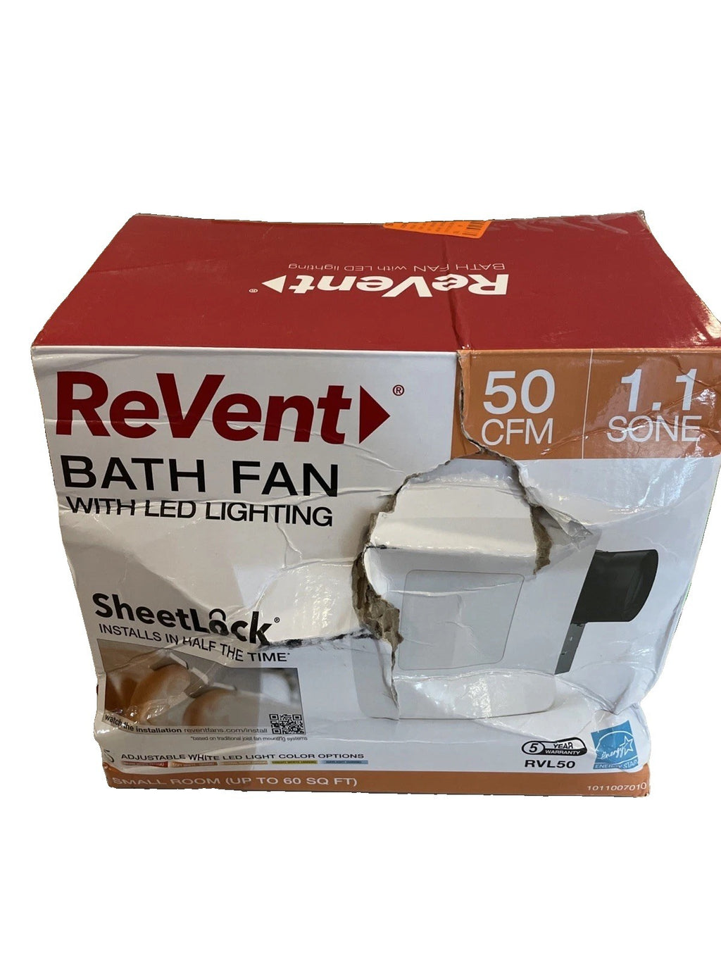 ReVent 50 CFM Bathroom Exhaust Fan w/ Adjustable LED Lighting, ENERGY STAR