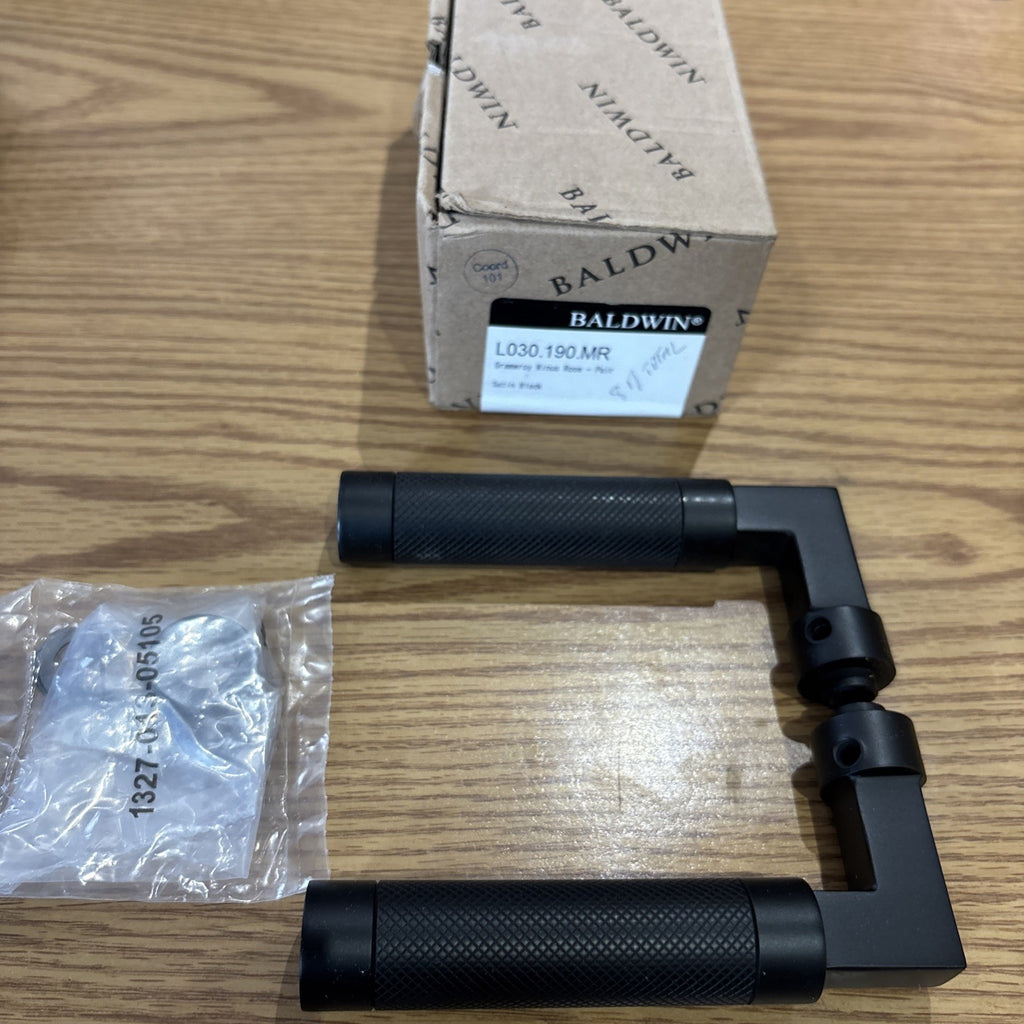 Baldwin L030.MR L030 Gramercy Knurled Pair of Door Levers - Black