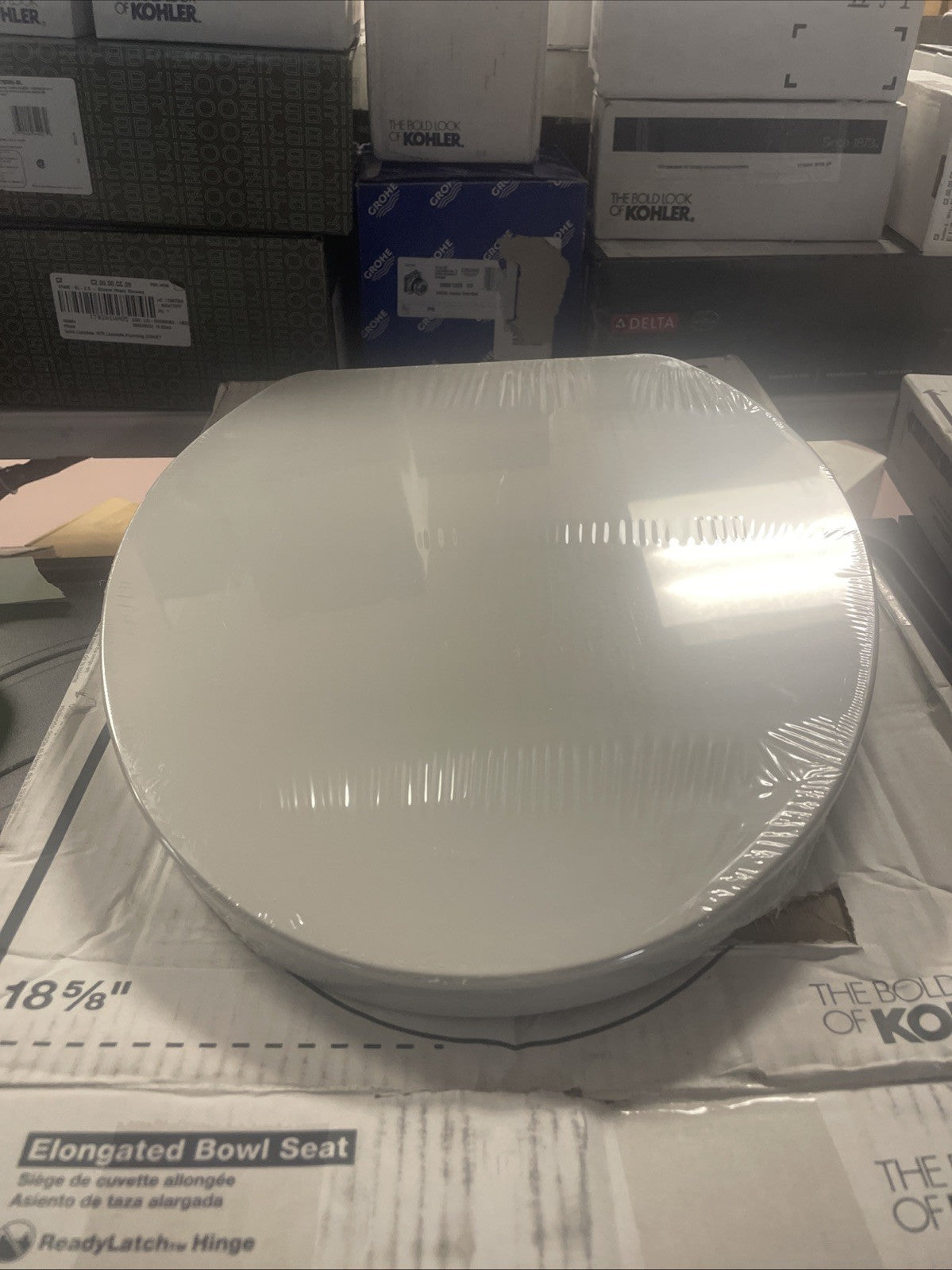 Kohler K-26801-95 Impro ReadyLatch Elongated Toilet Seat Ice Grey Quiet Close