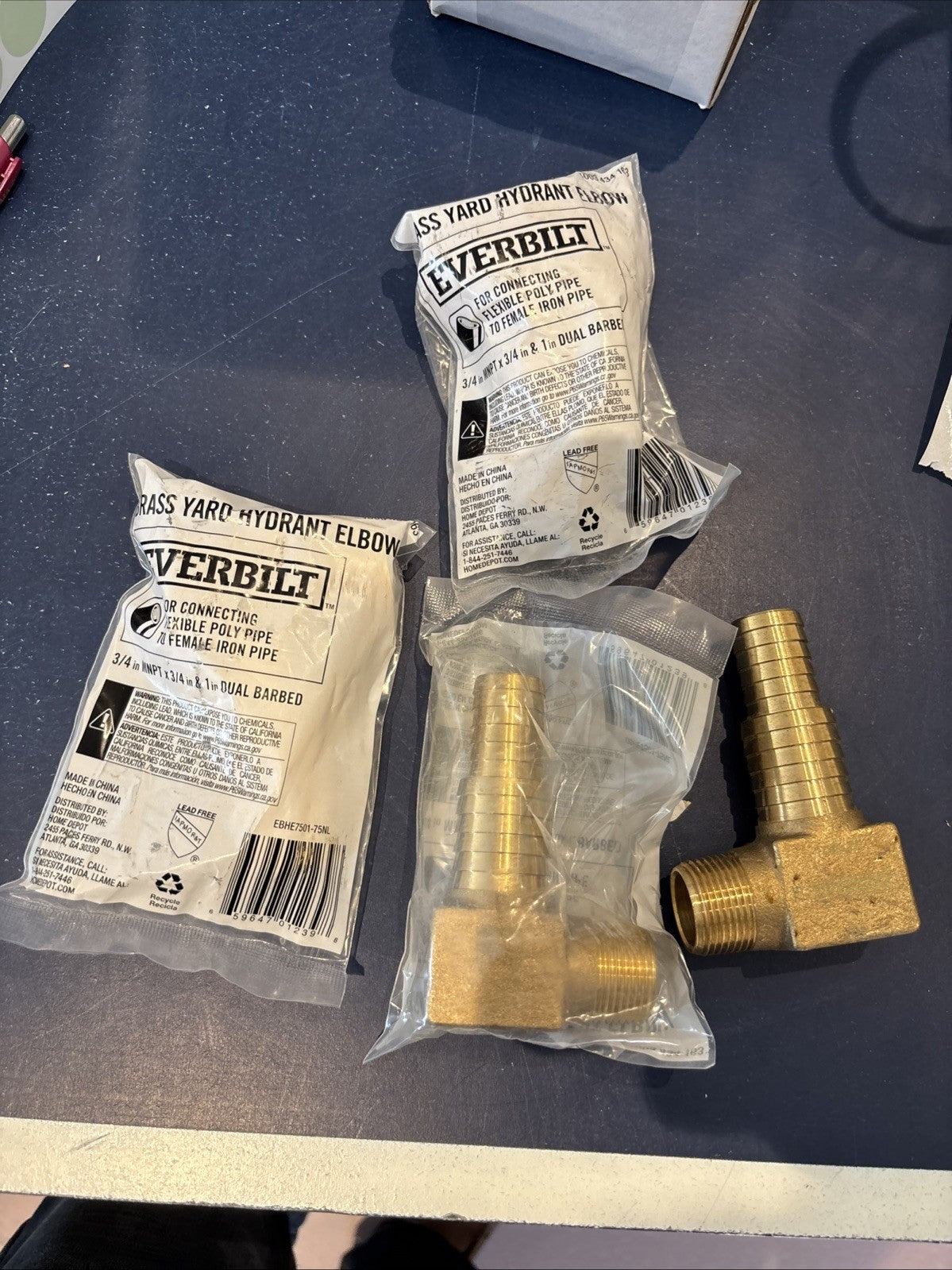 NEW!! Everbilt 3/4" MNPT x 3/4" & 1" Pex Yard Hydrant Elbow Brass EBHE7501-75NL