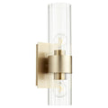 Quorum 2 Light Fluted Wall Mount, Aged Brass / Clear - 5826-2-80
