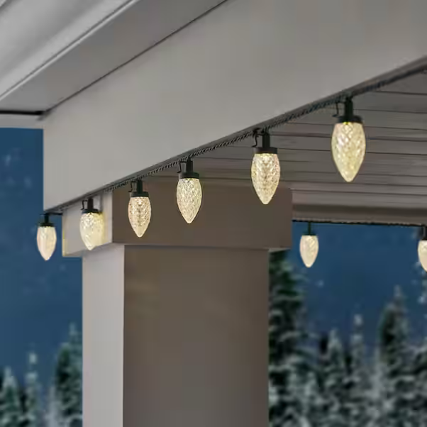 Home Accents Christmas Lights 100 Warm White Faceted C9 LED  - CASE OF 4 Spools