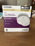 Combo Smoke Fire and Carbon Monoxide Alarm 2 Pack Battery Operated