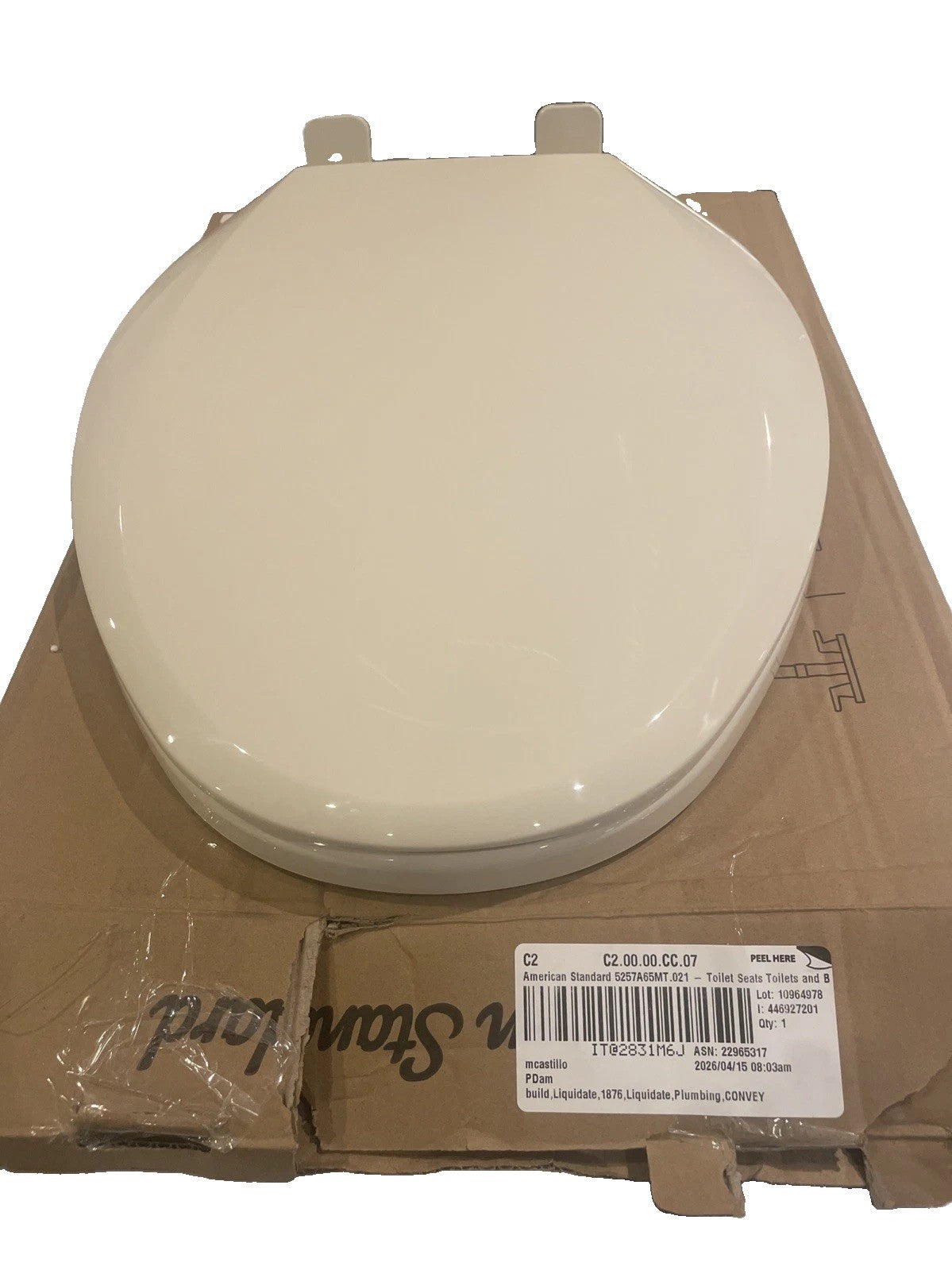 American Standard 5257A65MT.021 Cardiff Elongated Closed Front Toilet Seat, Bone