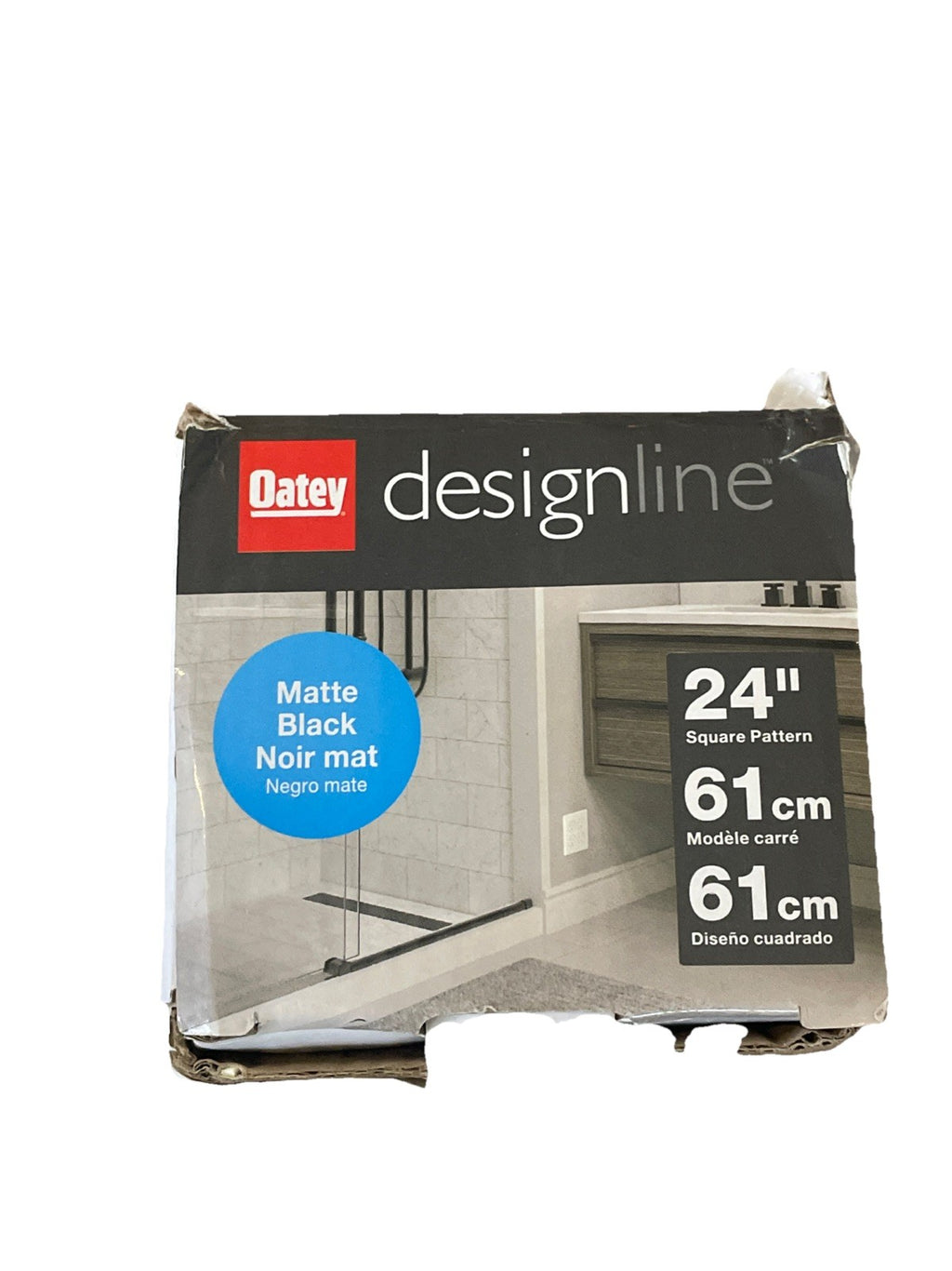 Oatey Designline 24 inch 24” SS Linear Shower Drain Square Grate - Matte Black