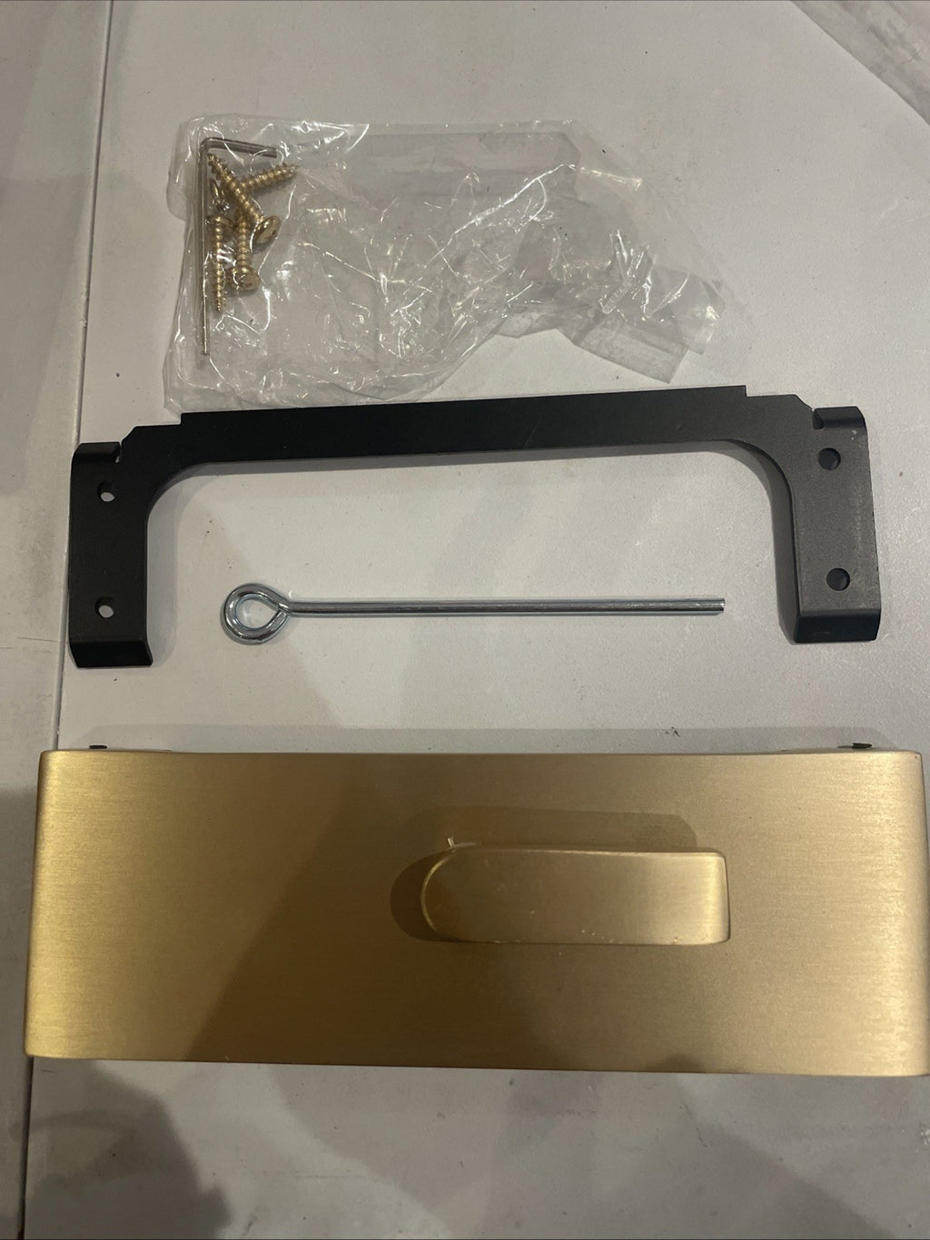 Emtek 222201US19 Modern Rectangular Barn Door Privacy Lock - Strike Satin Brass