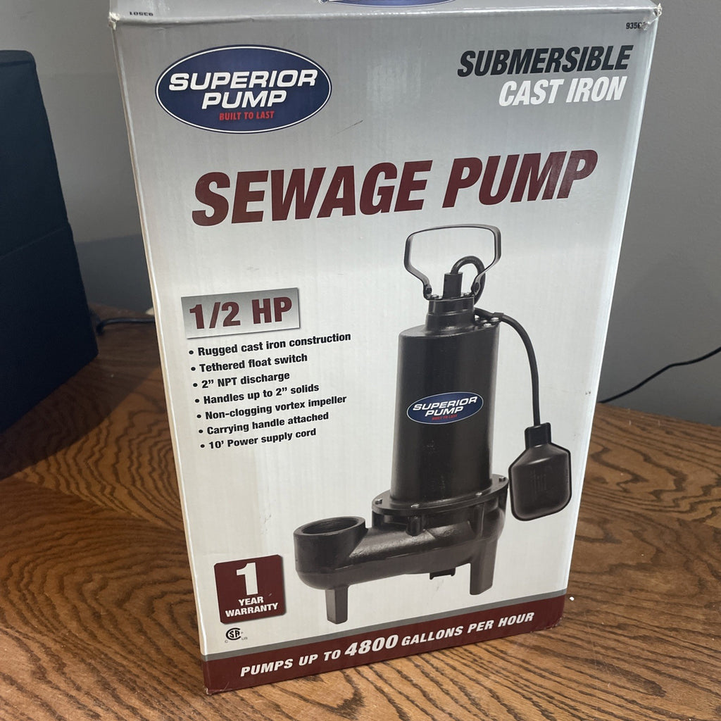 Superior 1/2 HP CI Sewage Ejector w/Vertical Float Switch