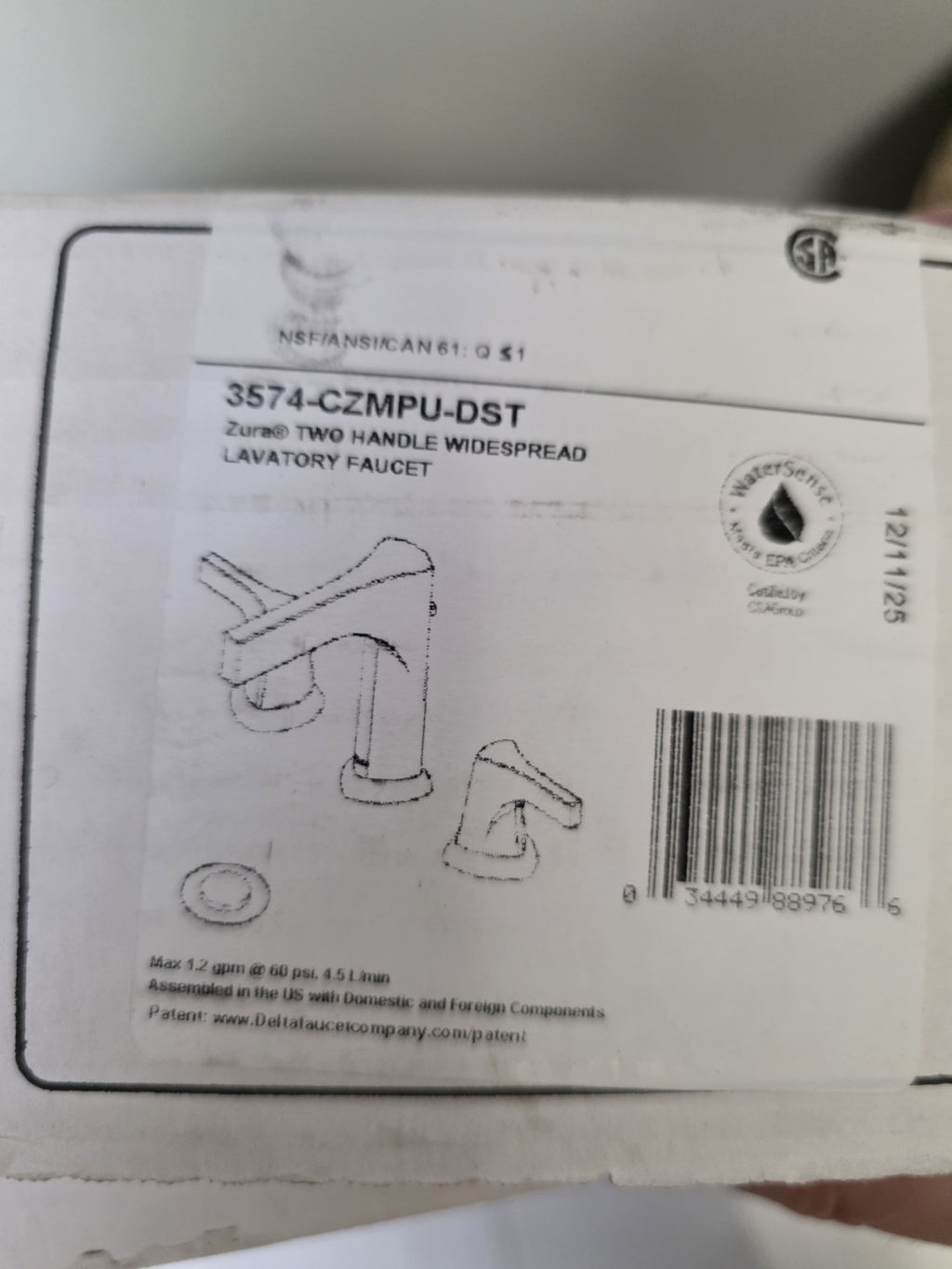 DELTA 3574 Two Handle Bathroom Faucet Widespread Champagne Bronze - Open Box