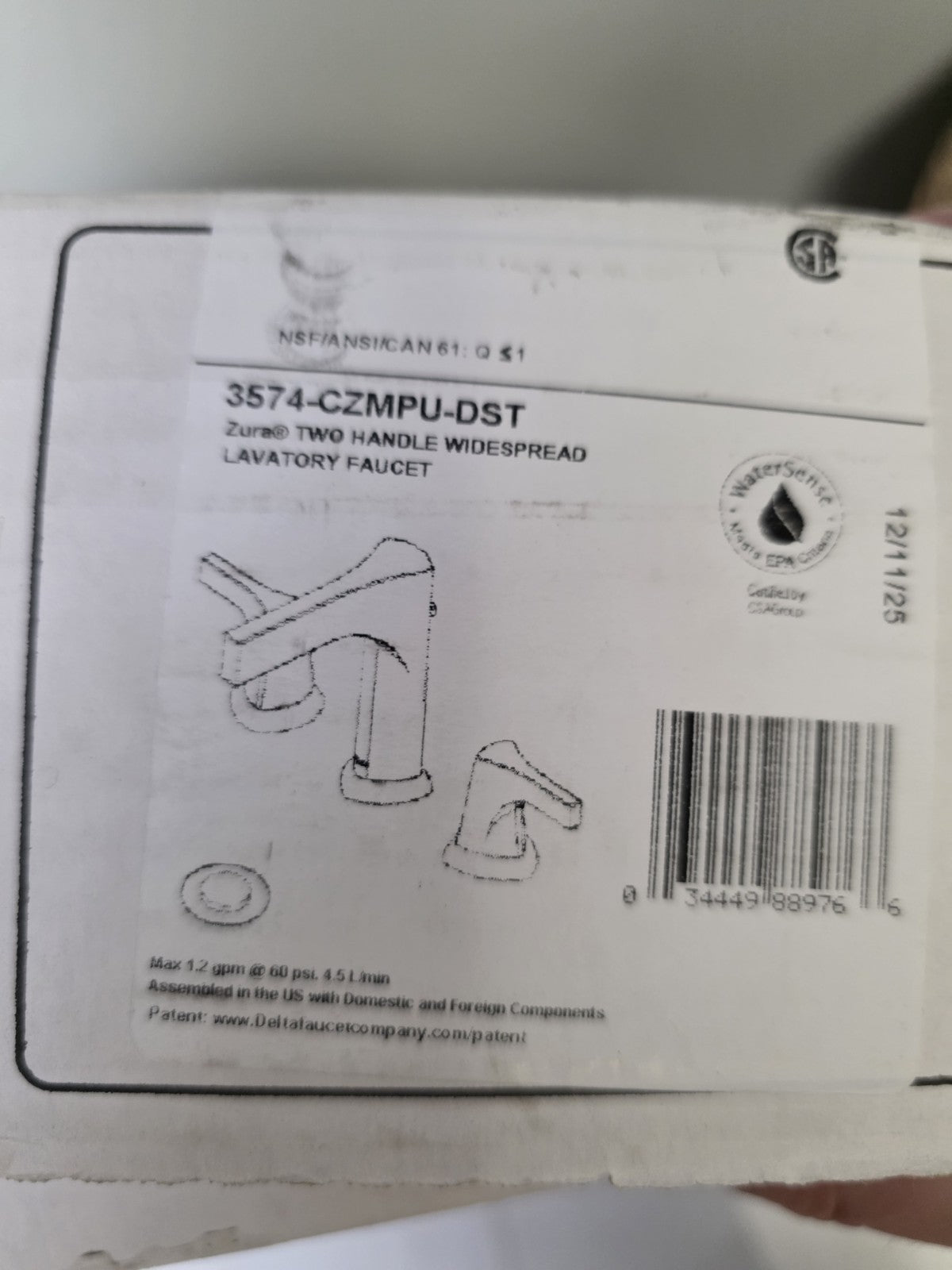 DELTA 3574 Two Handle Bathroom Faucet Widespread Champagne Bronze - Open Box