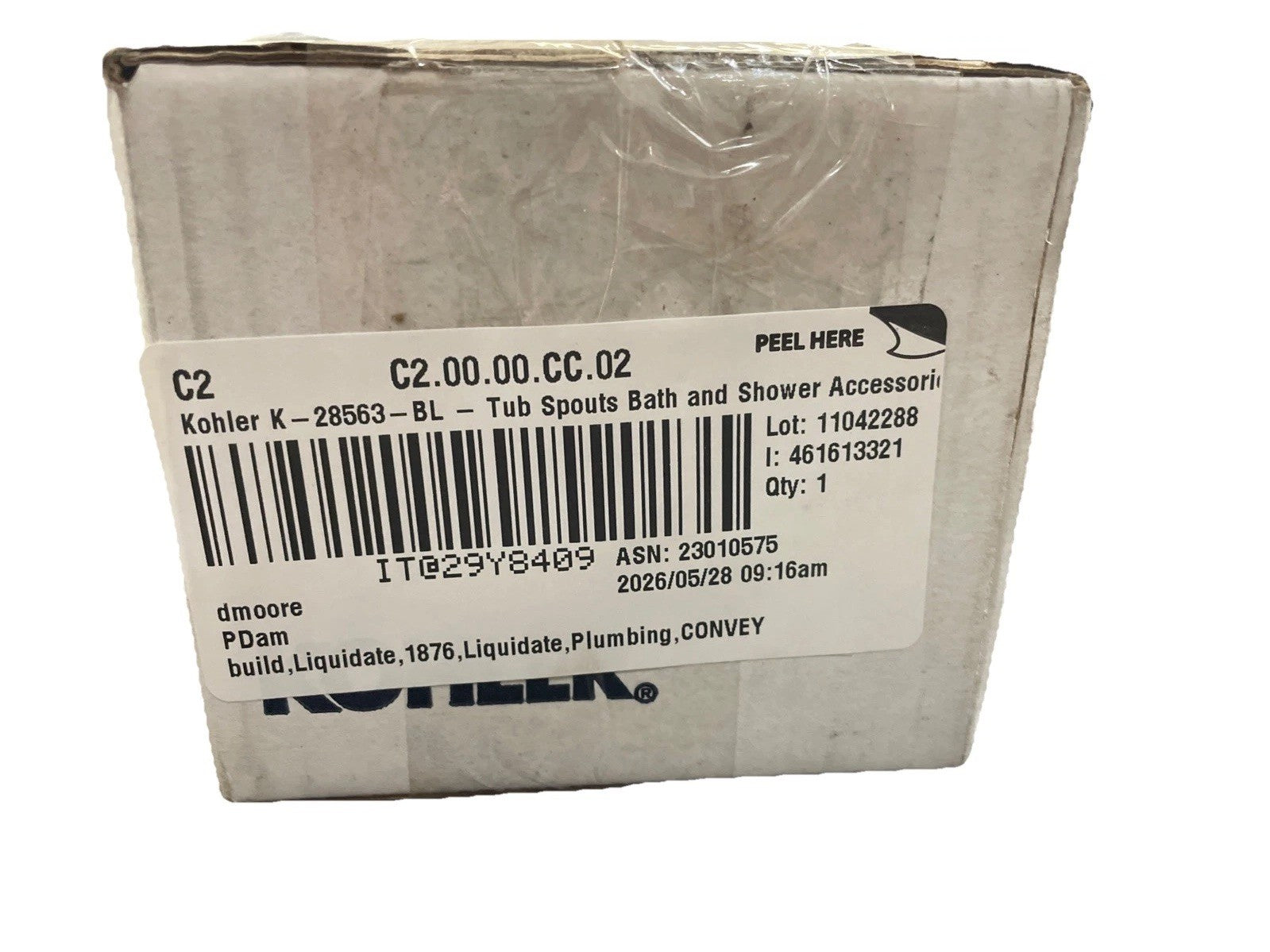 Kohler K-28563-BL Tempered 6-3/8" Integrated Diverter Tub Spout - Matte Black