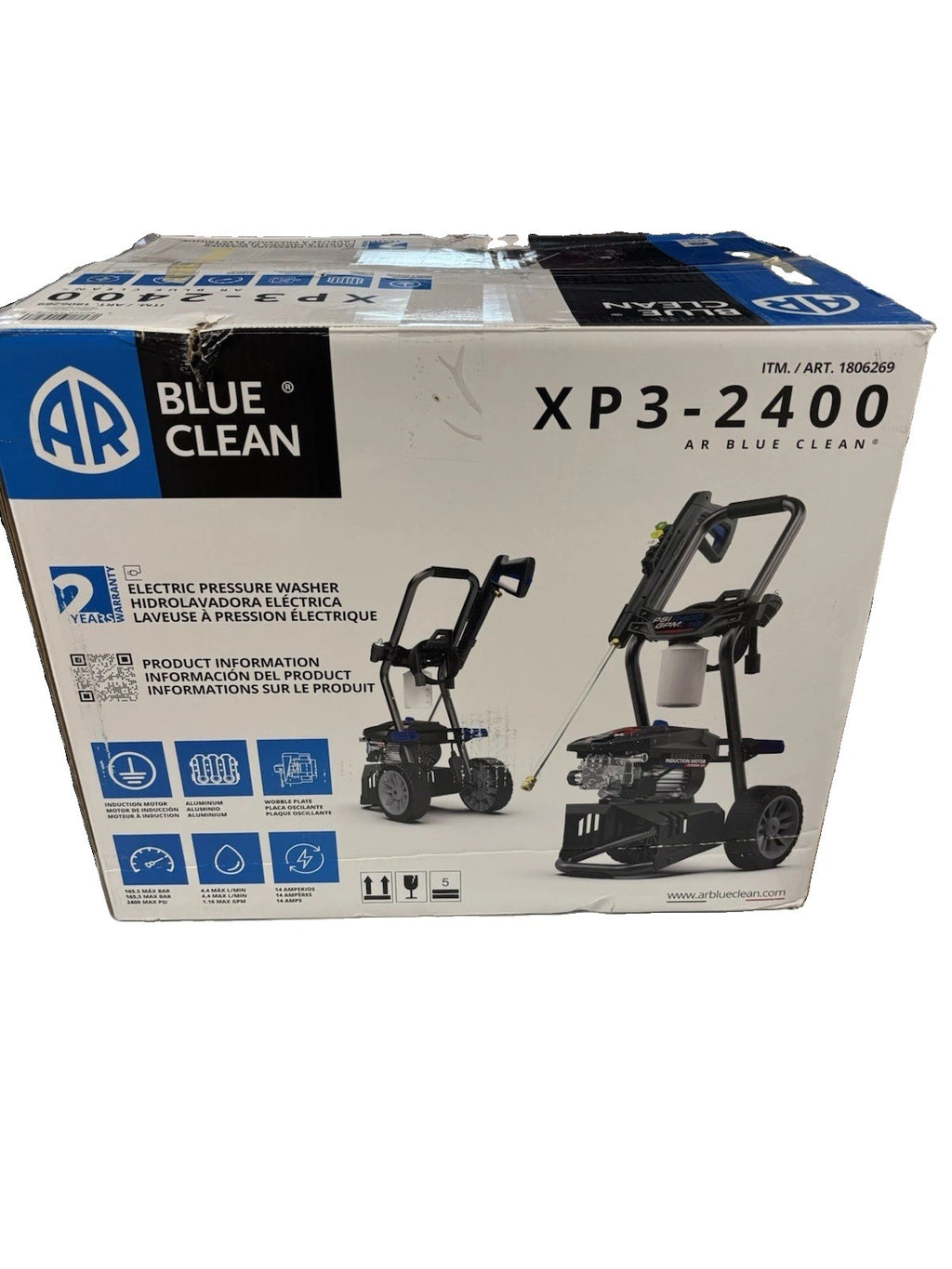 AR Blue Clean Electric Pressure Washer 2400 PSI - Brand New Open Box (tested)