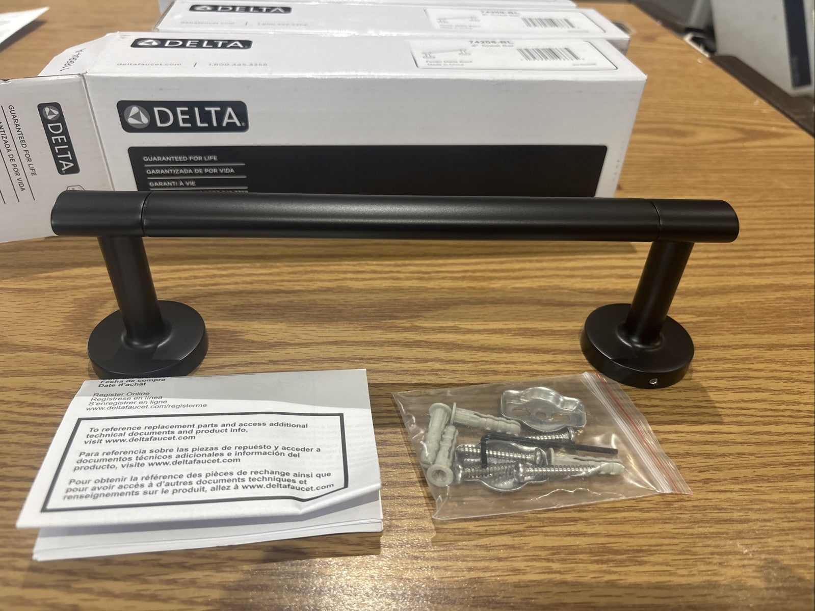 Delta 74208 BL  8" Towel Bar - Black