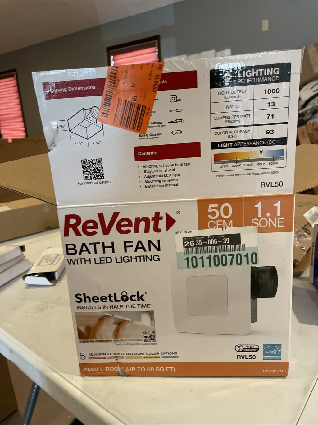 ReVent 50 CFM Bathroom Exhaust Fan w/ Adjustable LED Lighting, ENERGY STAR