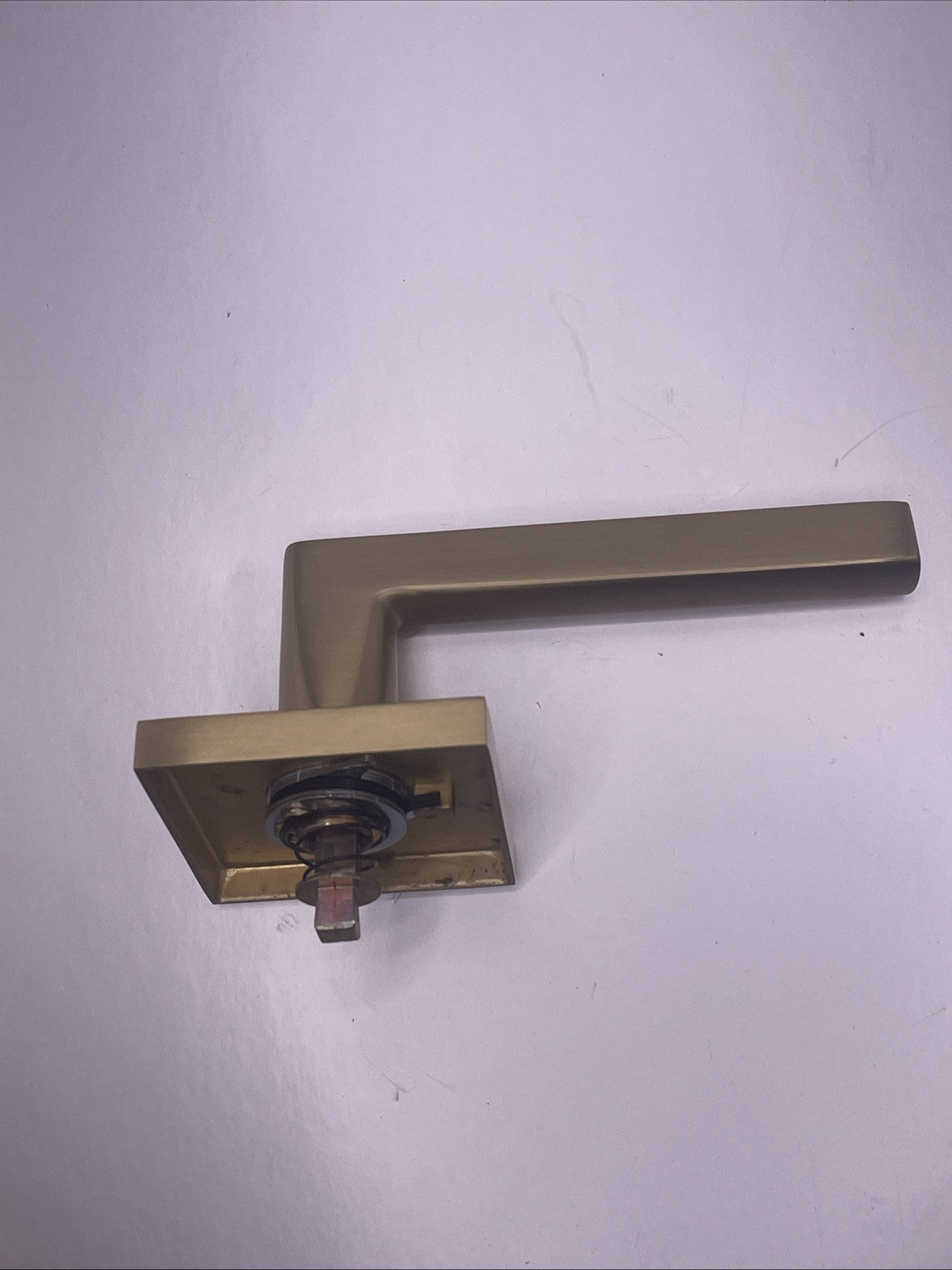 EMTEK 5110HLORHUS4 Square Rosette Passage Set Helios Satin Brass Handle Lever