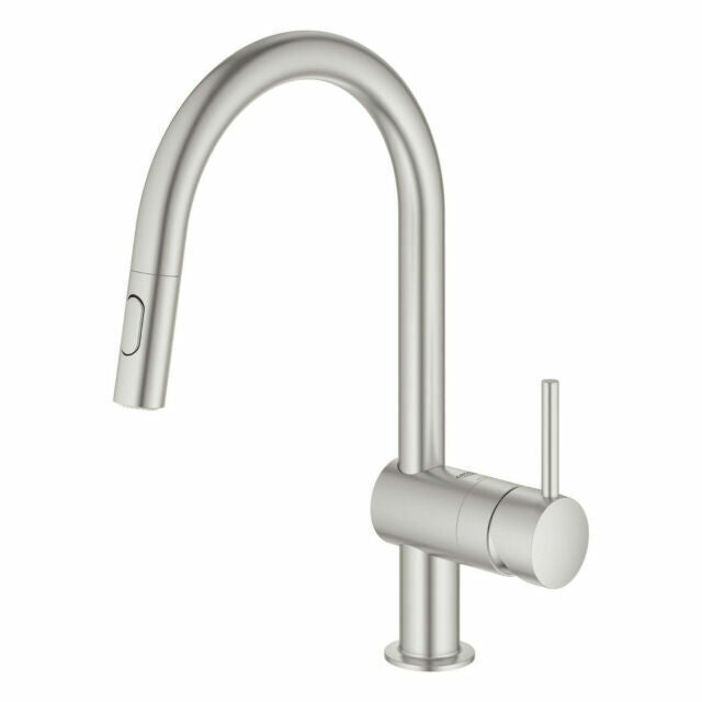 GROHE Concetto Single-Handle Pull-Out Sprayer Kitchen Faucet Starlight Finish