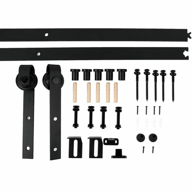6 Foot Black Barn Door Hardware. Bo-6ft-j-2-double